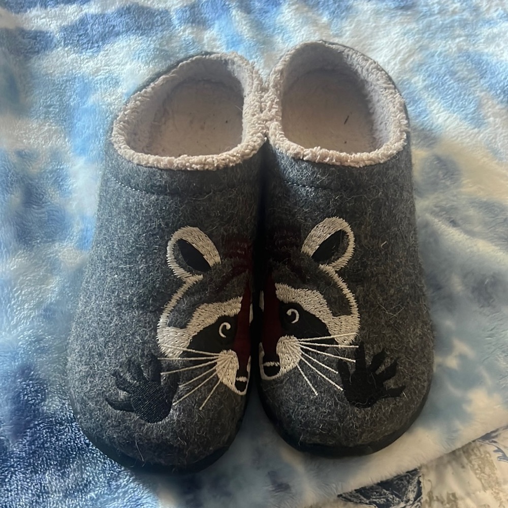 LLBean Raccoon slippers, barely worn